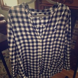 Old Navy Large Tall Navy Check Linen Tunic